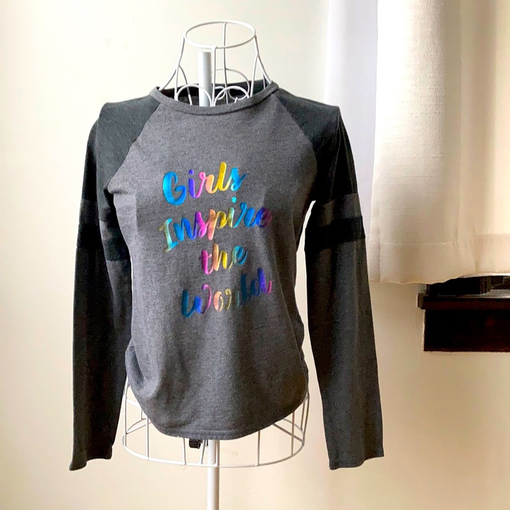 Athletic Works Gray and Black Long Sleeve Tee
